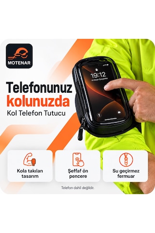 Motenar Kola Takılan Telefon Tutucu 6,7 İnç Siyah Kol Telefon Tutucu