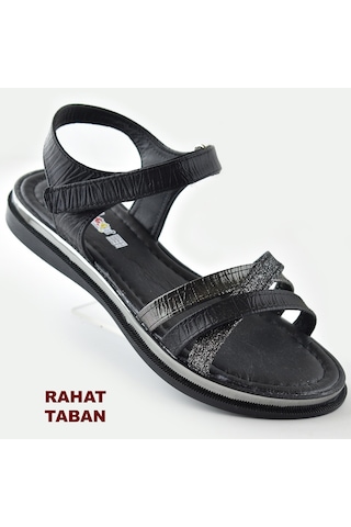 665e Ortopedik Taban Kız Çocuk Sandalet Terlik Düğün Abiye Gündelik Vetta Siyah