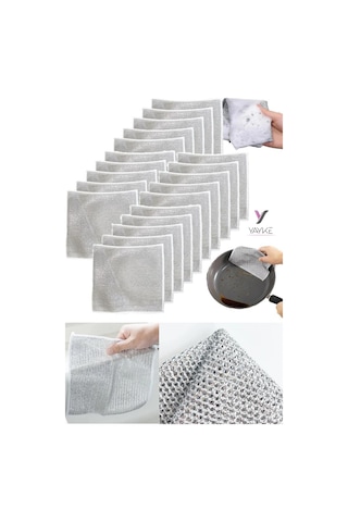 Yayke Çok Amaçlı Tel Bez Mikrofiber Inox Bez Telli Bulaşık Bezi 20 x 20 CM
