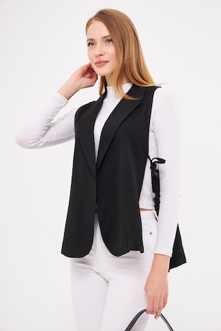 Armonika Kadın Siyah Erkek Yaka Yandan Bağlamalı Yelek Arm-25k001007