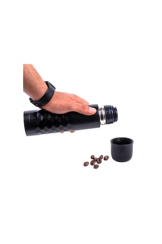 Babaya Çift Katlı Kapaklı Siyah Çelik Termos Matara 0.50 L