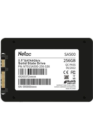 Netac SA500 256 GB SATA 3.0 2.5 SSD (520 MB Okuma / 450 MB Yazma)
