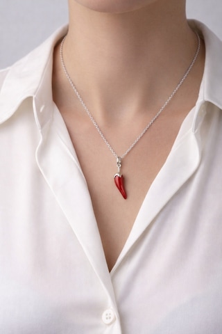 Çekirdekjewelry 925 Ayar Gümüş Kırmızı Biber Figürlü Kolye Şans Ve Nazar Temalı Çok Renkli