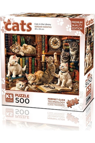 20090 Puzzle 500 Cats İn The Library