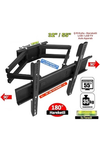 32" - 55" Çift Kollu Hareketli LCD LED Tv Duvar Askı Aparatı