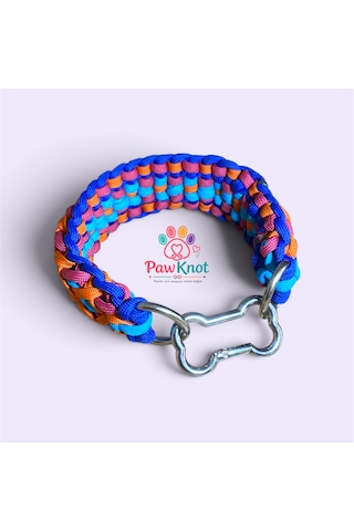 Knottybone Paracord Köpek Tasması Hand Made El Yapımı Lacivert - Mavi - Turuncu - Koyu Pembe
