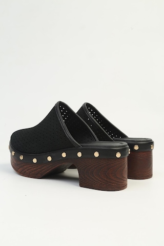 Pierre Cardin Kadın Siyah Platform Taban Sabo Terlik