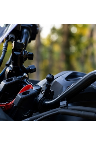 Knmaster Motosiklet Gidon Bağlantılı Top Kafalı Telefon Tutucu Ve Aksesuar Montaj Aparatı Siyah