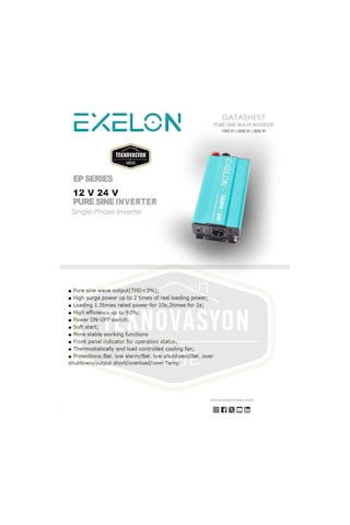 Exelon  Tam Sinüs 1000W 24V İnverter