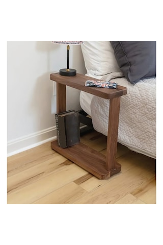 Ahşap Yan Sehpa 2 Katlı Koyu Ceviz 5018