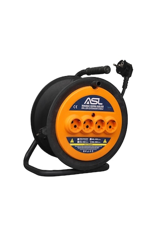 Asl Asl-1050 50 Metre 4 Priz Girişli Makaralı Uzatma Kablosu 3000w 3x1.5mm 1