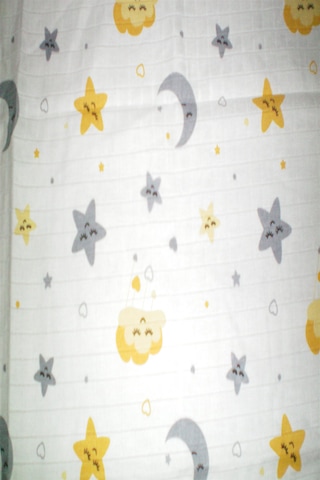 More Home 1 Adet Ay&yıldızlı 90x90 Cm %100 Pamuk Tek Katlı Müslin Açık Gri