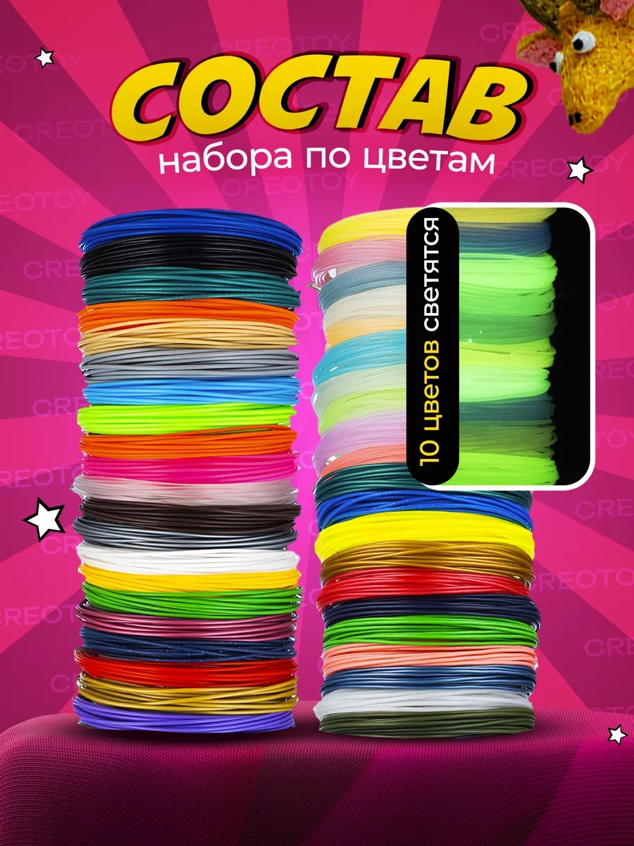 Creotoy 3d Kalem İçin Pla Filament Çubukları Seti + Şablonlar 31516446