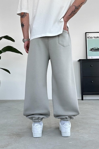 Gri Cozy Basic Paça Lastik Oversize Eşofman Gri