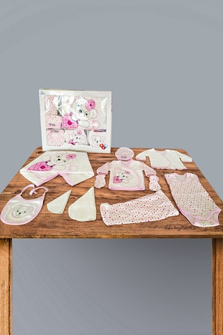 Pembe Panda 10 Parça Hastane Çıkışı Kız Bebek Giyim Pembe