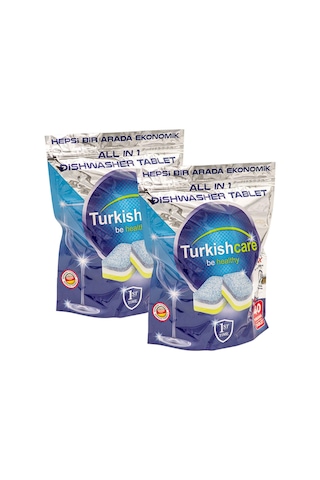 Turkishcare Premium Hepsi Bir Arada Ekonomik Bulaşık Deterjanı 2 x 40 Tablet