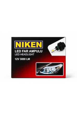 Nıken 9006 6000k Led Xenon Far Ampulü 30000lm Ultra Güçlü Beyaz Işık Fanlı Sistem Takım