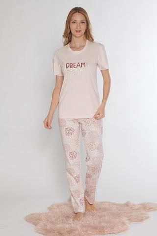 Kısa Kol Yazlık Pijama Takımı Dowry 08-132 Pembe