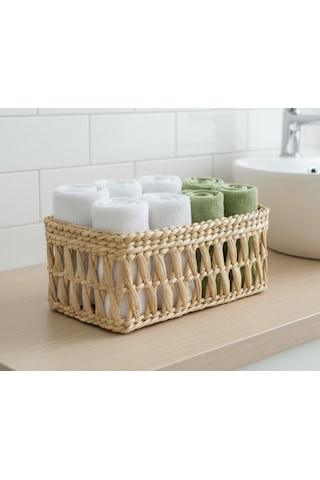 Dekoratif Hasır Havlu Sepeti 26x13x12 Acı Kahve - Hasır Kahve