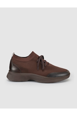 Cabani Castello Kahve Triko & Hakiki Dana Deri Erkek Sneaker Kahverengi