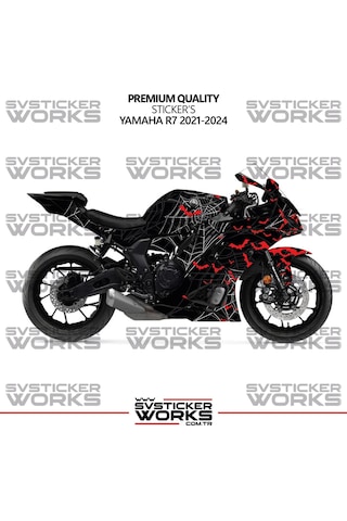 Yamaha R7 Kaplama Sticker Crimson Web Design Motor Kaplama Modeli Hazır Kit 2019-2024 Uyumlu Siyah