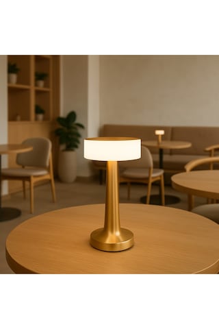 Şarjlı Gold Silindir Masa Lambası Modern Dekoratif Led Abajur Şarjlı Gold Silindir Masa Lambası Modern Dekoratif Led Abajur