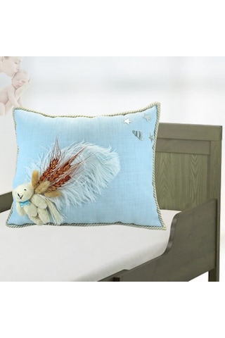 Süslebabypartystore Kuru Çiçek Tanzimli, Ayıcıklı, Takı Yastığı, Mavi