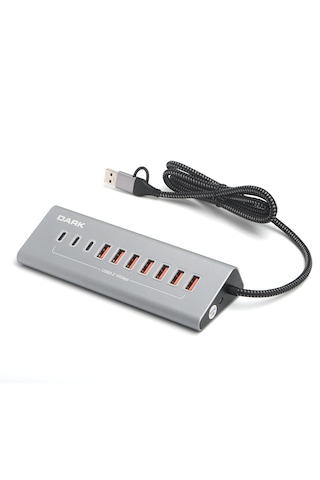 Dark 10 Port Usb 3.2 Gen2 Hub, 7x Usb-a, 3x Type-c, 10gbps, Adaptörlü Çoklayıcı DK AC USB372