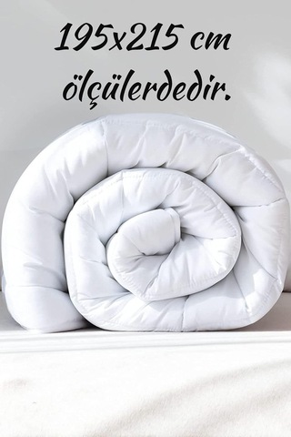Microfiber Çift Kişilik Yorgan Kapitone Yıkanabilir Mevsimlik Microfiber Yorgan 195x215 Cm, Beyaz Diğer