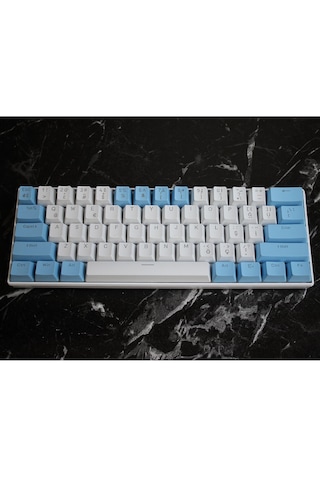H61k Mini Mekanik Kablolu Gaming Oyuncu Klavye Türkçe Q Blue Switch 12 Ad Rgb Led Işık Modlu 61 Tuşlu