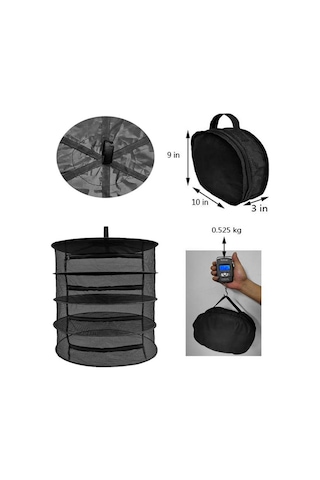 Wezone "4 Katmanlı Fermuarlı Kurutma Filesi - Otlar, Çiçekler Ve Bakliyatlar İçin Pratik Çözüm" Siyah