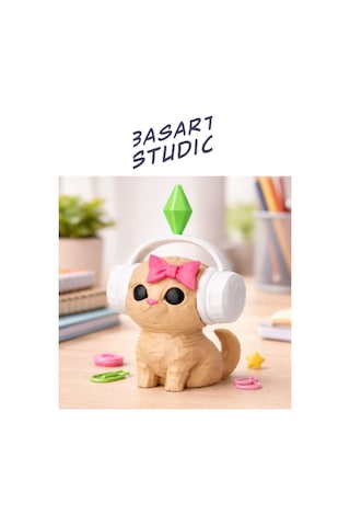 Sims Viral Plumbob Kedi Biblo - 3d Tasarım Dekoratif Figür