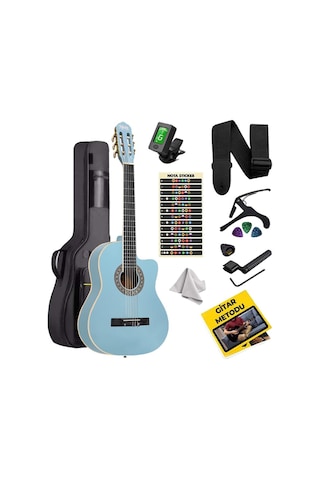 Midex Mgx-100ltb-bag Üst Seviye Klasik Gitar 4/4 Sap Ayarlı Tuner Çanta Askı Capo Metod Pena