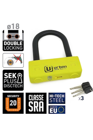 Urban Ur85120y Motosikletler İçin Yüksek Güvenlikli U Kilidi Sra Onaylı Seviye 20 120-Çelik