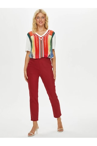 Faik Sönmez Slim Fit Kadın Pantolon 69058 Bordo