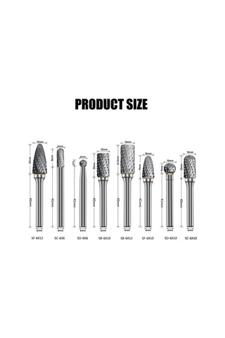 Wealthglow Adet Karbür Freze Seti 1/4 Inç Şaft Tungsten Çelik Çift Kesim Kalıp Taşlama Uçları, Parlatma Karbür Döner Freze Yok Hbcv000087lo6h Ylgı0s