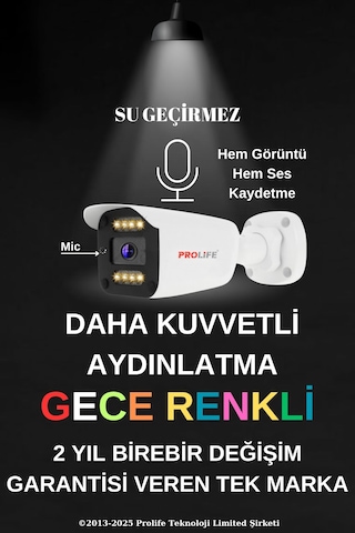 8 Li Sesli Güvenlik Kamerası 5 Mp Gece Renkli Full Hd Kamera Seti