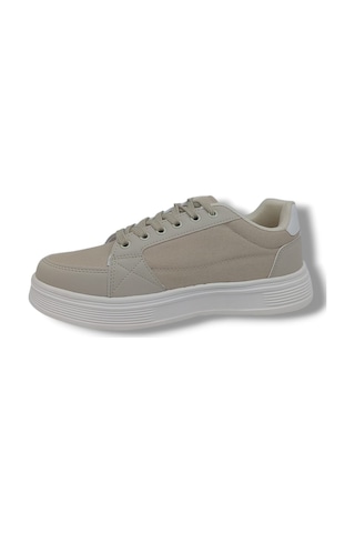 Zerhan Axıon 011 Unisex Bej Bağcıklı Şık Keten Spor Ayakkabı Bej