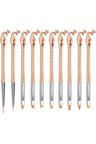 Reedark 10'lu Profesyonel Tırnak Fırça Seti - Uv Jel Ve Desen Çizimleri İçin Çelik Saplı Kaliteli Fırçalar