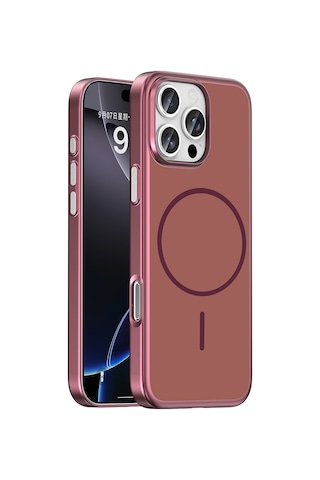 Apple iPhone Uyumlu 16 Pro Max Kılıf M-safe Şarj Özellikli Zore Lora Pc Kapak - Mürdüm
