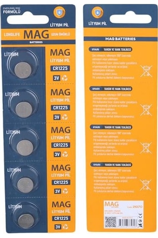 Mag Batteries Mg-1225 Cr1225 3 Volt Lityum Pil 5'li Blister Paket