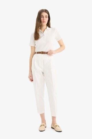 DeFacto Carrot Fit Gabardin Kumaş Pantolon Kemerli Yüksek Bel Kısa Paça D2732AX25SPWT32