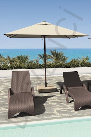 Alubrella Krem Güneş Şemsiyesi Kare, 210/210 8 Telli, Su Geçirmez Kumaş, Bidonlu Bej