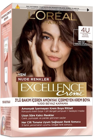 L'Oréal Paris L'Oréal Paris Excellence Creme Nude Renkler Saç Boyası – 4U Nude Kahve 4U Nude Kahve