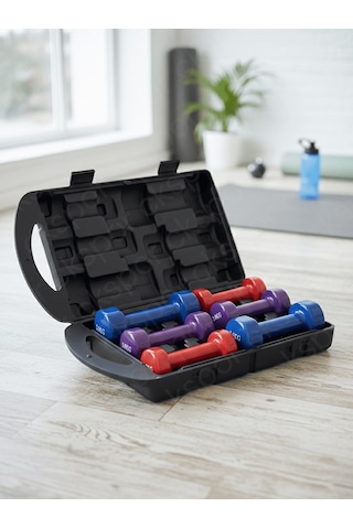 Ckspor 10 Kg Renkli Ve Çantalı Vinil Dambıl Seti Demir Dolgulu, Vinly Kaplamalı Konforlu Fitness Ağırlık Seti