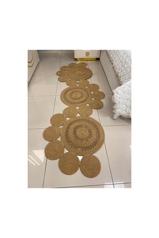 Jüt Hasır Görünümlü Desenli Modern El Örgüsü Sarmal Halı Kilim Kırçıl Hasır Kırçıl Hasır