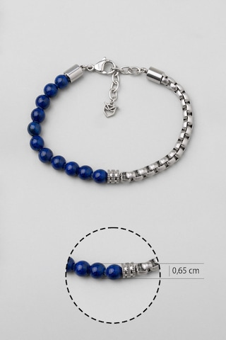 Lapis Taşlı 22 Cm Çelik Erkek Bileklik Gri