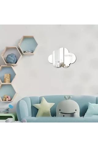 Znv Zenvia Mey İthalat 30x20 Cm Bulut Formlu Kırılmaz Pleksi Duvar Aynası - Çocuk Odası Güvenli Ayna Znv2025 Cm Renkli