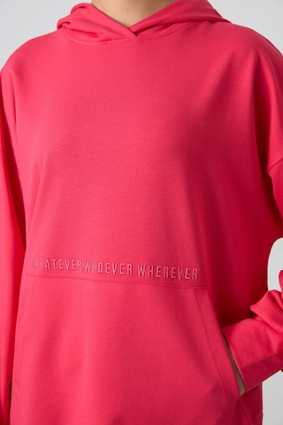 Tommy Life Viva Kırmızı Balon Kol Yazı Nakışlı Kadın Oversize Tunik Sweatshirt - 97163 Kırmızı