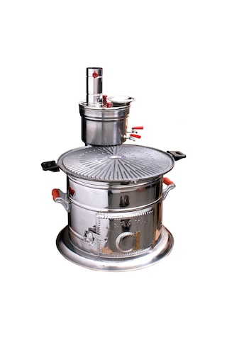 Yaramış 12 Parça Semaverli Pik Demir Döküm Mangal Seti